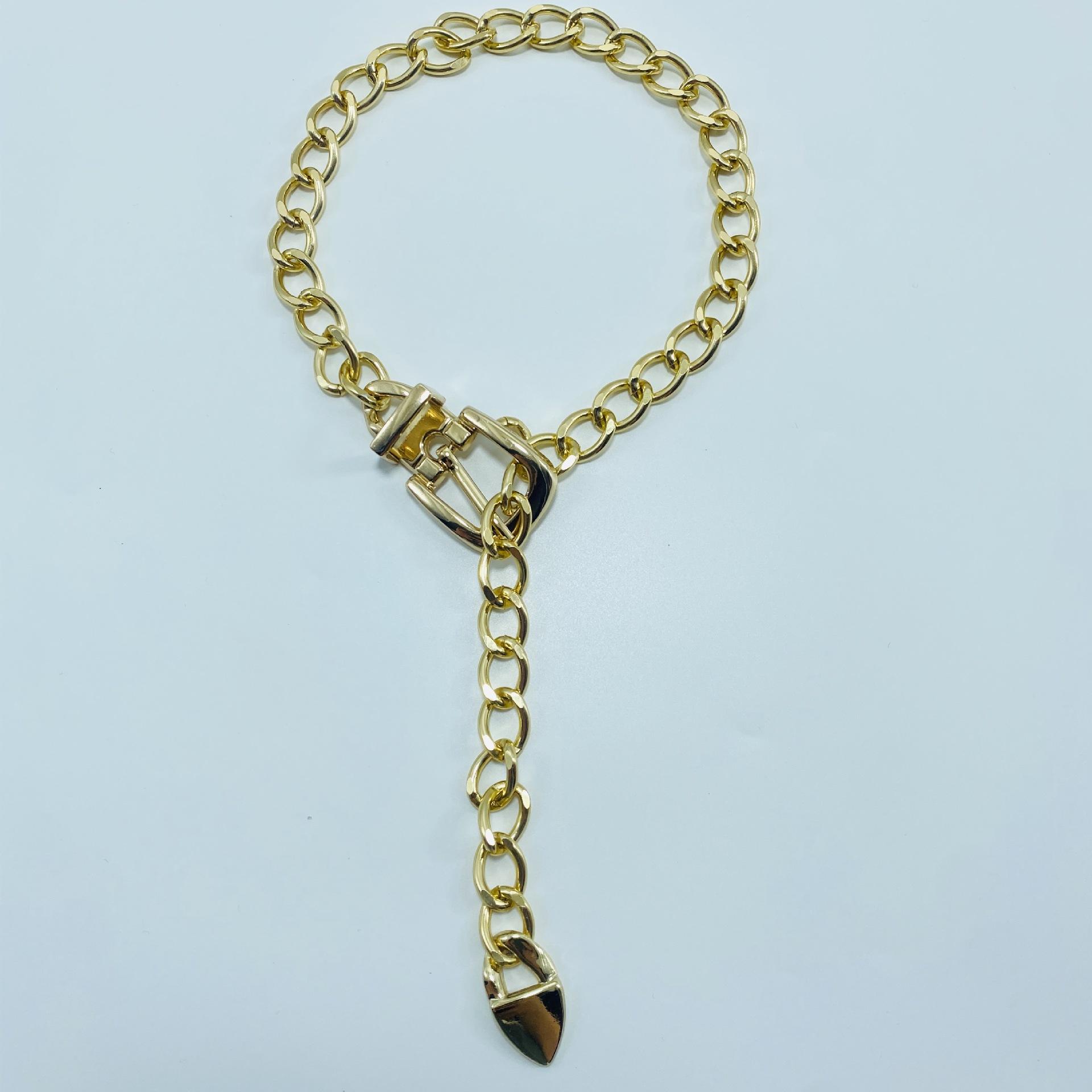 Gold Chunky Chain Choker Necklace with Lock Pendant Punk Hip Hop Jewelry for Women