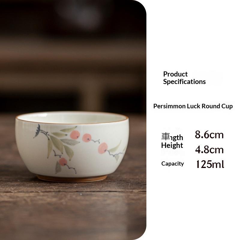 

Ceramic Tea Cup Underglaze Color Persimmon Single Cup High-end Master Cup for Home New Chinoiserie Ceramic Teacup 200ml