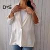 Women Suit Coat Lapel Long Sleeve Single Button Loose Fit Coat Solid Color Thin Work Office Suit Jacket Workwear