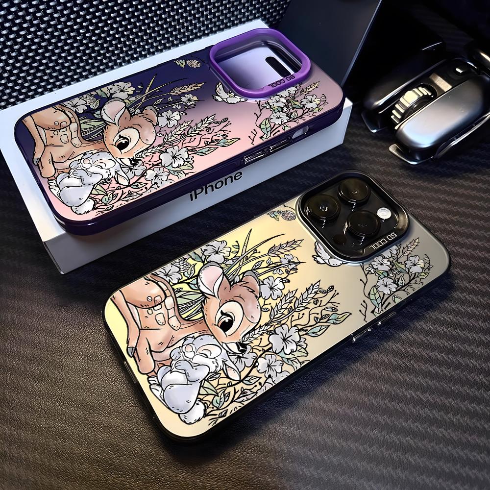 Bambi Bunnies Phone Case for Apple iPhone 16 15 14 Plus 13 12 11 iPhone16 iPhone13 Pro Max X Xs XR 8 7 Silver Matte Hard Cover