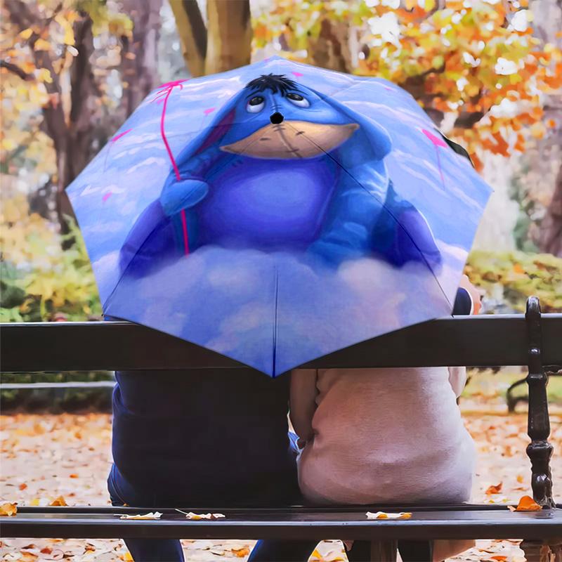 Eeyore'S Flower Bouquet Folding Umbrella Travel Umbrella Three Folds Printing Travel Umbrella