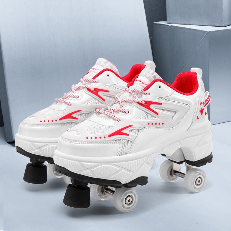 Scarpe Deformabili da Camminata a Quattro Ruote per Adulti Pattini a Rotelle da Uomo e Donna Pattini per Bambini Scarpe Sportive a Due Ruote per Bambini e Bambine