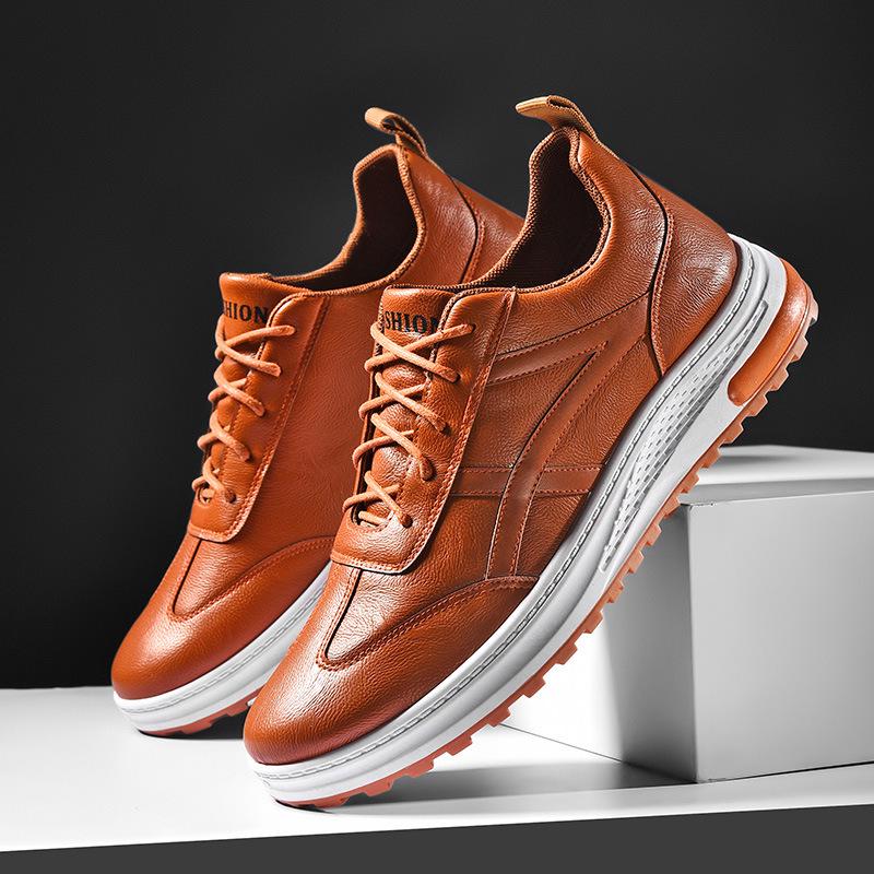 

2026 Men s Casual Low-Top Leather Sports Shoes - Trendy Spring/Autumn Business Wear 44 коричневий