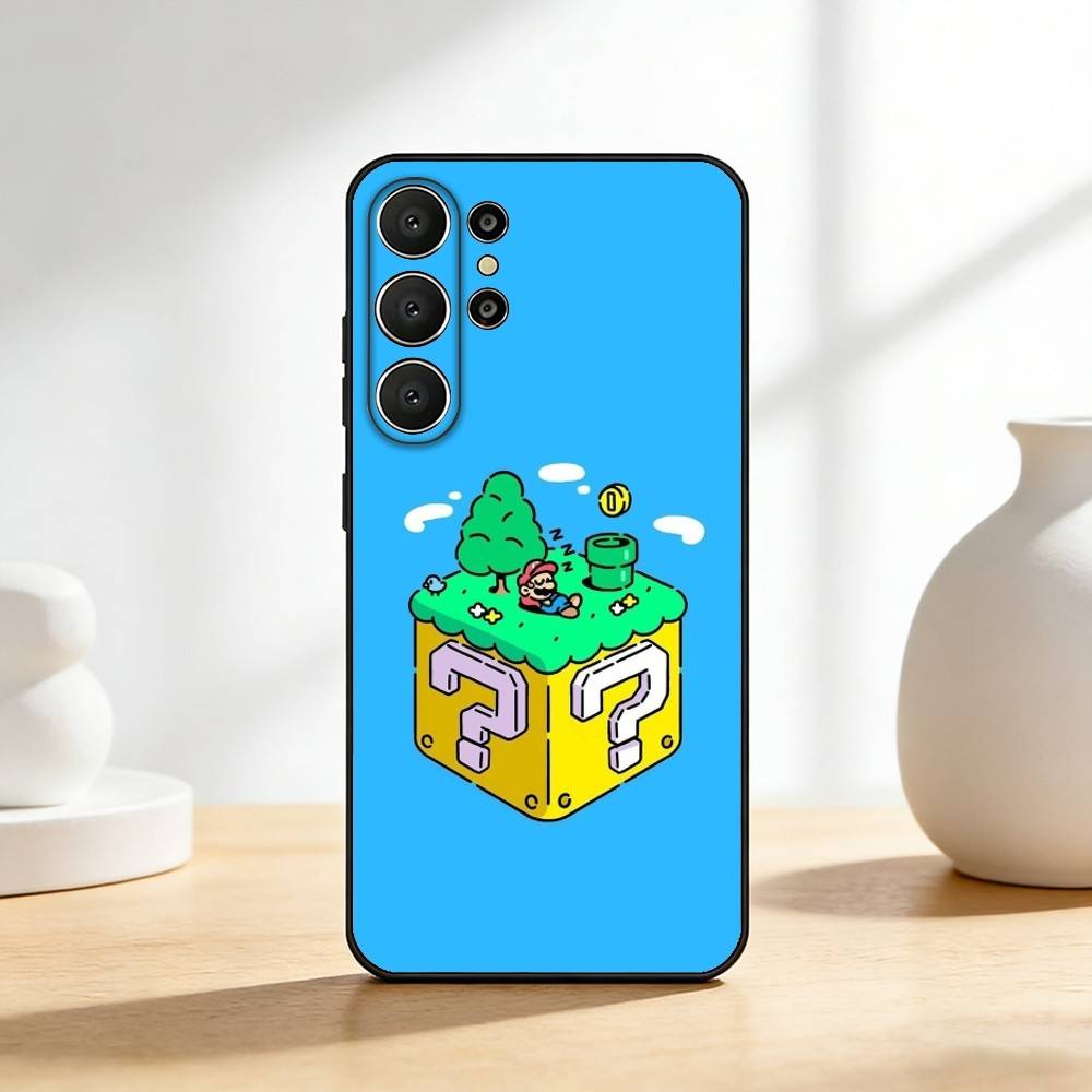 Anime Super M-MarioS Bros Phone Case For Samsung S26,S25,24,23,22,30,21,10,9,Ultra,Plus,Lite,Black Soft Case Samsung S105G