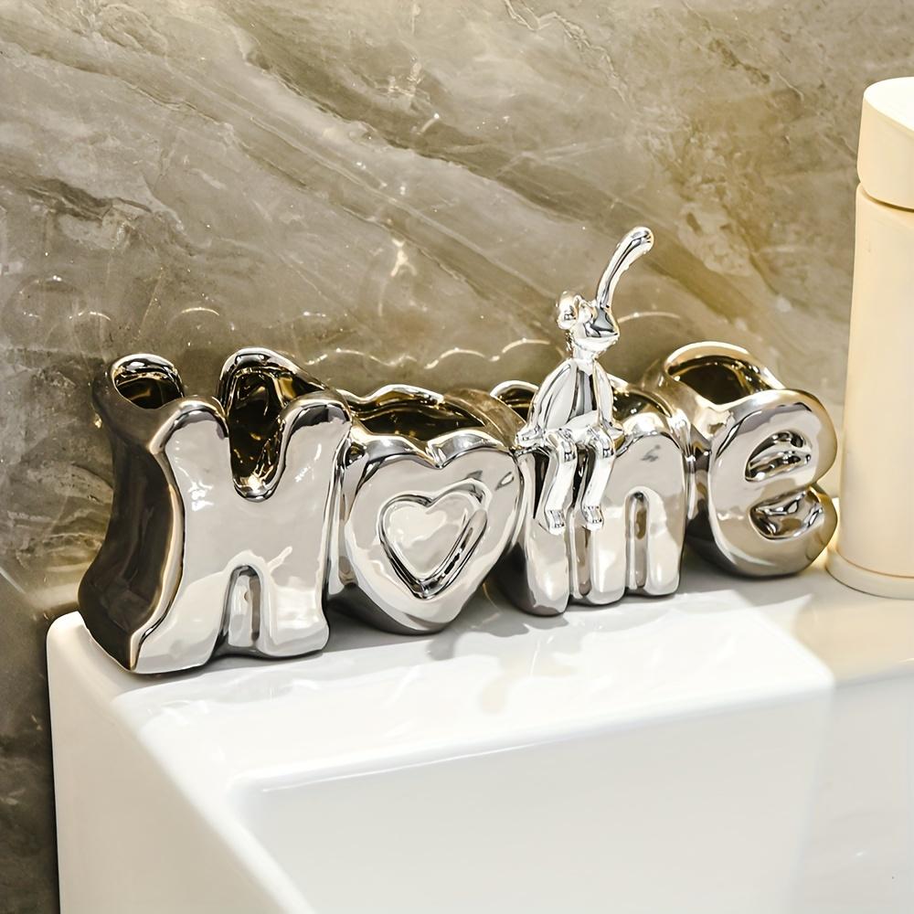 1PC Ceramic Toothbrush Holder, Independent Bathroom Toothbrush and Toothpaste Storage Rack, Multi-functional Storage Rack
