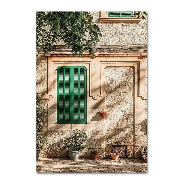 Spanish Architecture Puglia Village Photography Poster & Prints Green Leaf Indoor Plants Painting Decor Boho Picture Home Decor
