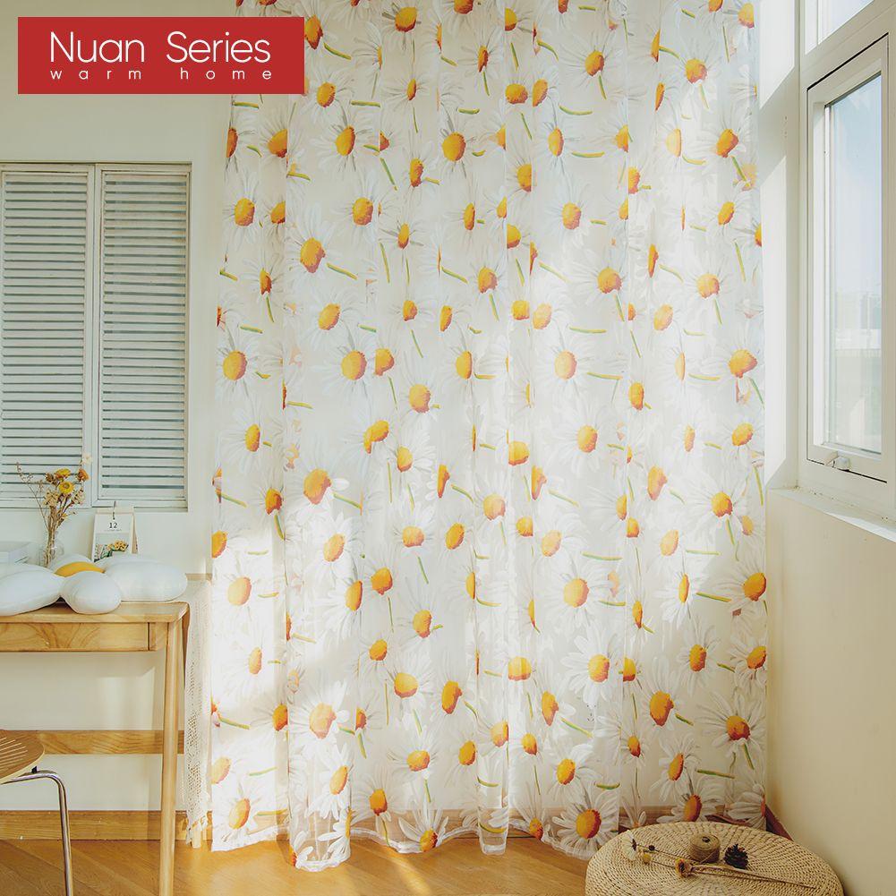 1PC Nuan Serie Daisy Blume Sheer Vorhang Fenster Schlafzimmer Wohnzimmer Küche Mode Moderne Tüll Vorhang Wohnkultur