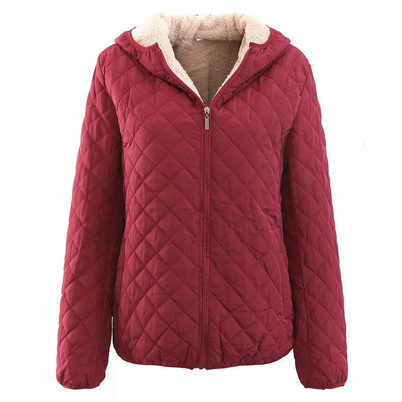 Women S Hooded Long Sleeve Thick Cotton Padded Short Coat Casual Winter