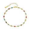 Boho Fashion Simple Rainbow Rhinestone Anklet for Women Summer Beach Beads Foot Chain Vocation Jewelry Gifts Accessories
