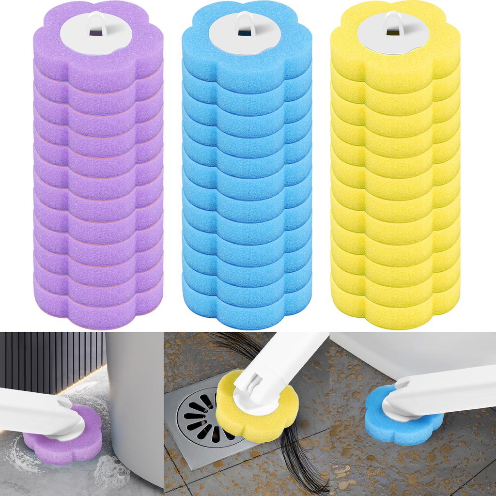 Disposable Toilet Brush with 24/36 Refills Wall Mounted Space Saving Toilet Wand for Bathroom Cleaning Replaceable Brush Head
