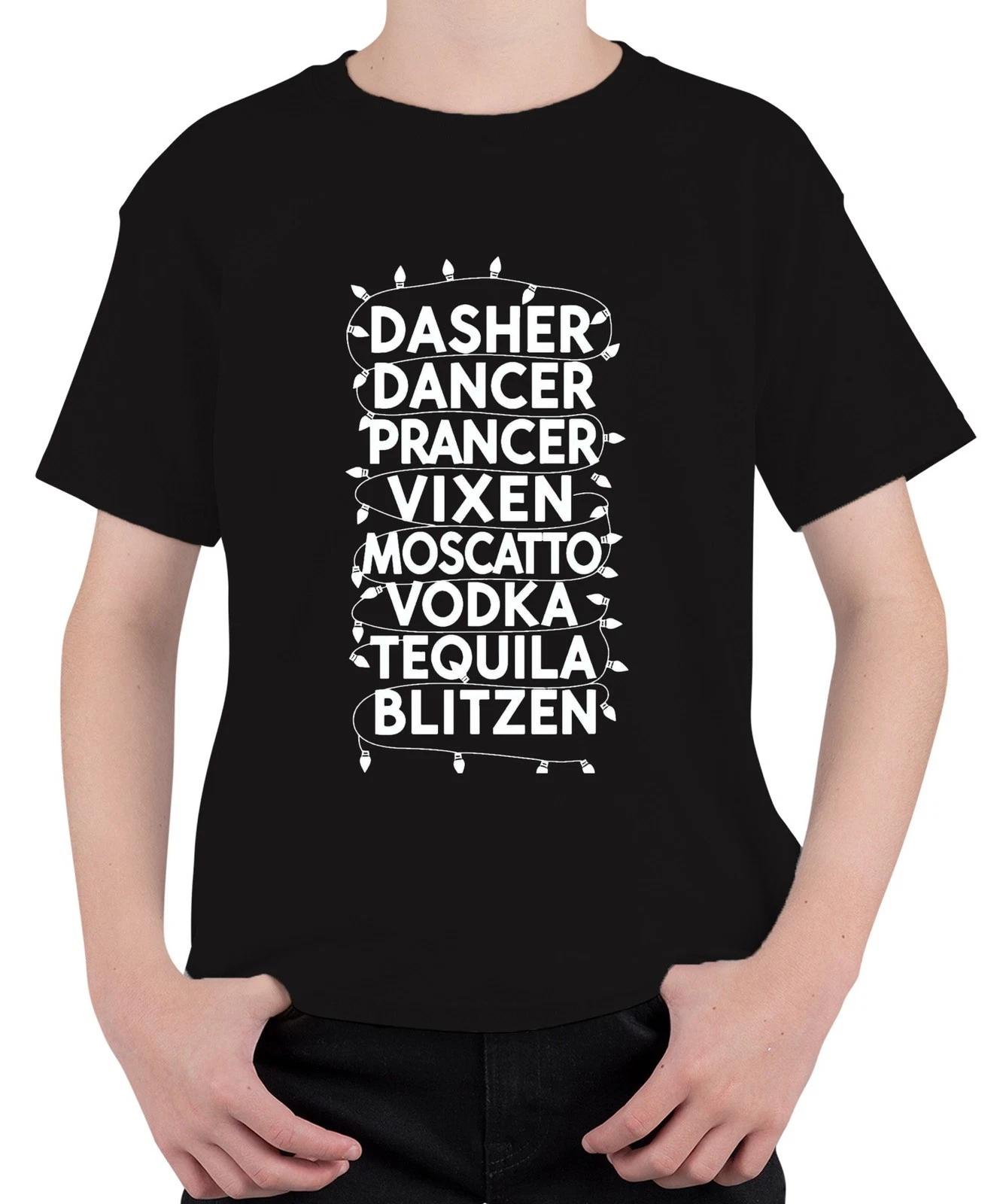DASHER DANCER PRANCER VIXEN MOSCATTO Weihnachtsgeschenk lustig Unisex Kinder T-S XXXL