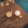 Chinese Style Hanfu-Style Enamel & Jade Imitation Stud Earrings with 925 Silver Needle