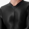 Mens Shiny High Neck Long Sleeve Double Ended Zipper Leotard Bodysuit