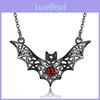 Gothic Bat Pendant Necklace With Faux Ruby Cutouts And Alloy Material For Halloween Costume Accessories