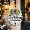 Outdoor Wall Hanging Ornaments Welcome Sign for Front Door Porch Round Wooden Wreath Alternatives Plaque Rustic Farmhouse Hanger Thoughtful