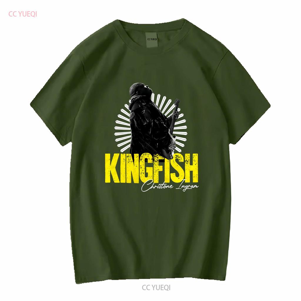 Kingfish Christone Ingram T Shirt Uomo S Girocollo Maniche lunghe Nere vintage Lavato Alla moda Morbido Versatile