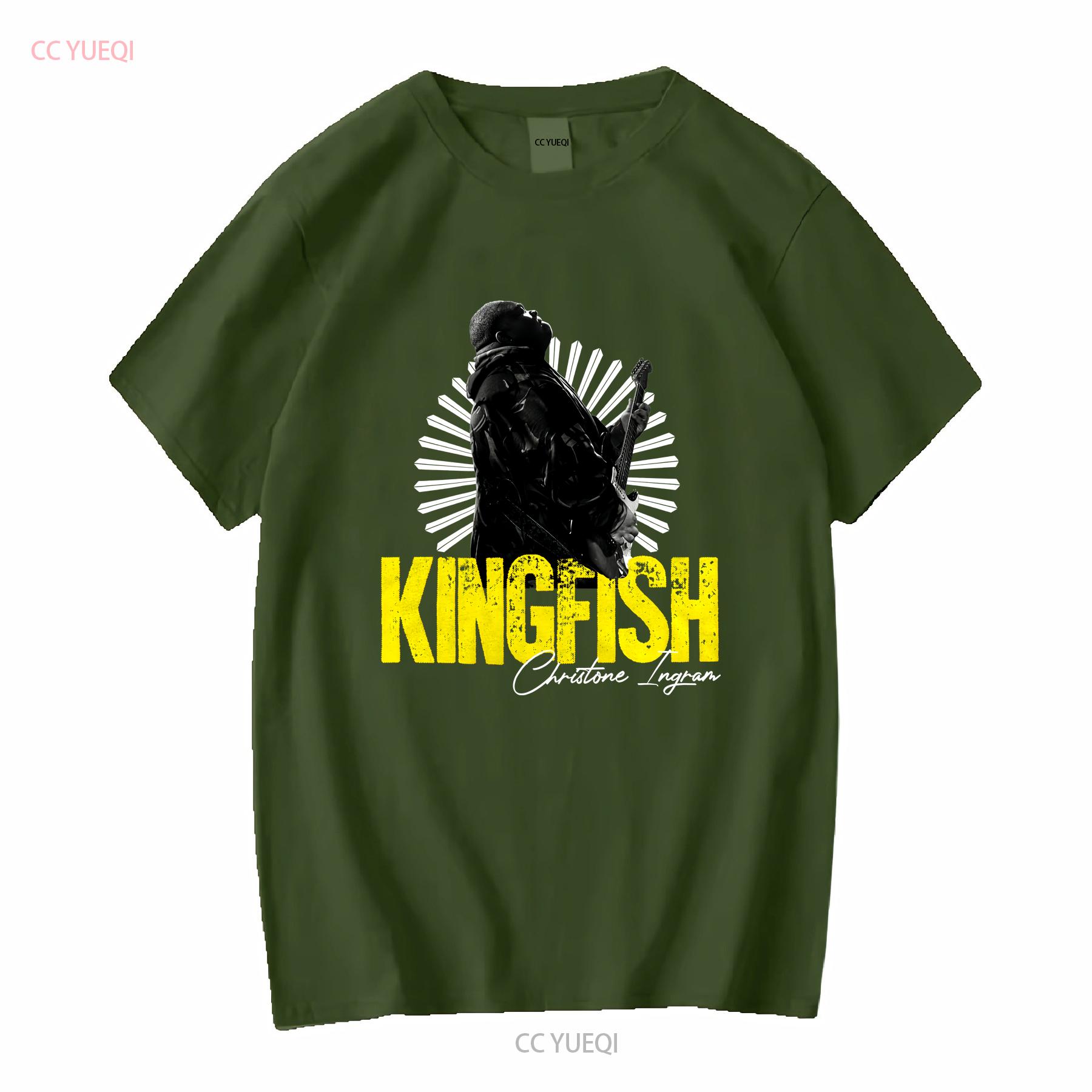 XIXI Fashion Kingfish Christone Ingram T-shirt Heren S Ronde Hals Zwart Lange mouwen vintage Gewassen Stijlvol Zacht Veelzijdig 4XL