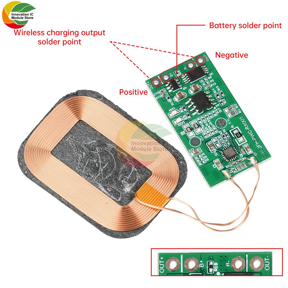 5W Wireless Charging Receiver Module Supports 3.7V Battery Charging And Discharging, Suitable for Table Lamp Headphone