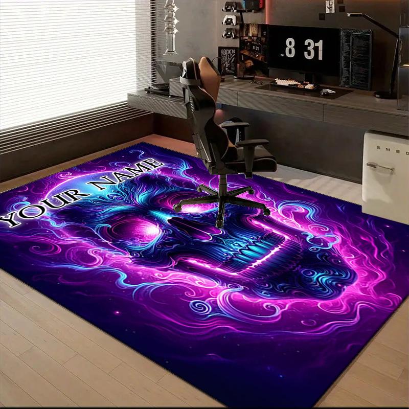 1PC Custom Name Electric Skull Artwork Theme Floor Mat Ideal for Living Room, Game Rooms, Office, Bedroom,Floor Mat Playful Design167