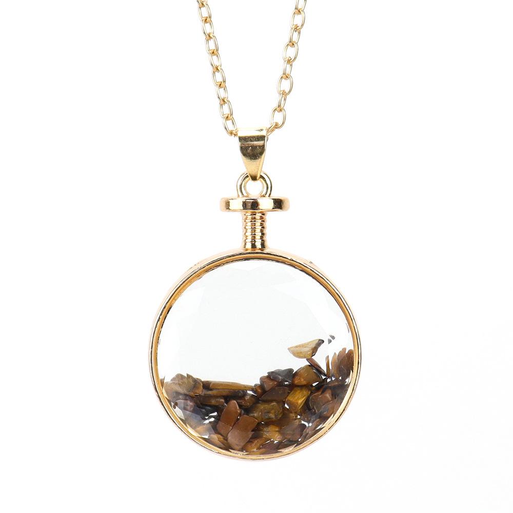 Colorful Natural Gravel Wishing Bottle Round Glass Phase Box Drift Bottle Pendant Necklace N576