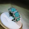 Paraíba Realistischer Edelsteinring Schmuck Eingelegter Aquamarin-Topas-Ring