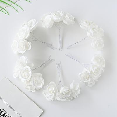 6Pcs Artificial Silk Rose Bundle Fake Flower For Christmas Home Wedding Bridal Bouquet Decoration Accessories Photography Props