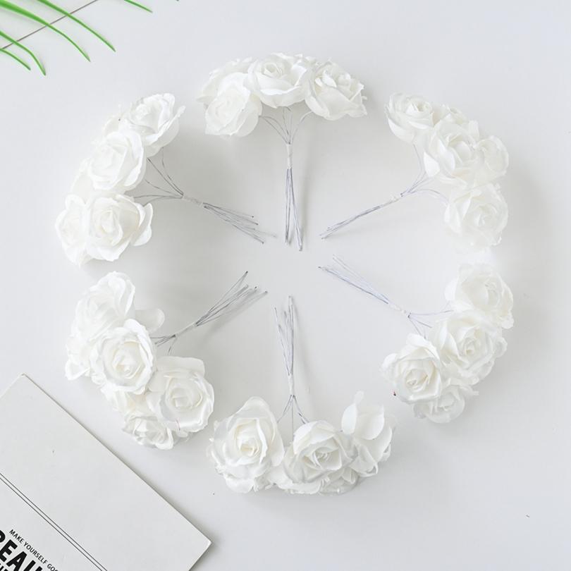 

6Pcs Artificial silk rose Bundle fake flower For Christmas Home Wedding bridal bouquet Decoration Accessories Photography props рожевий