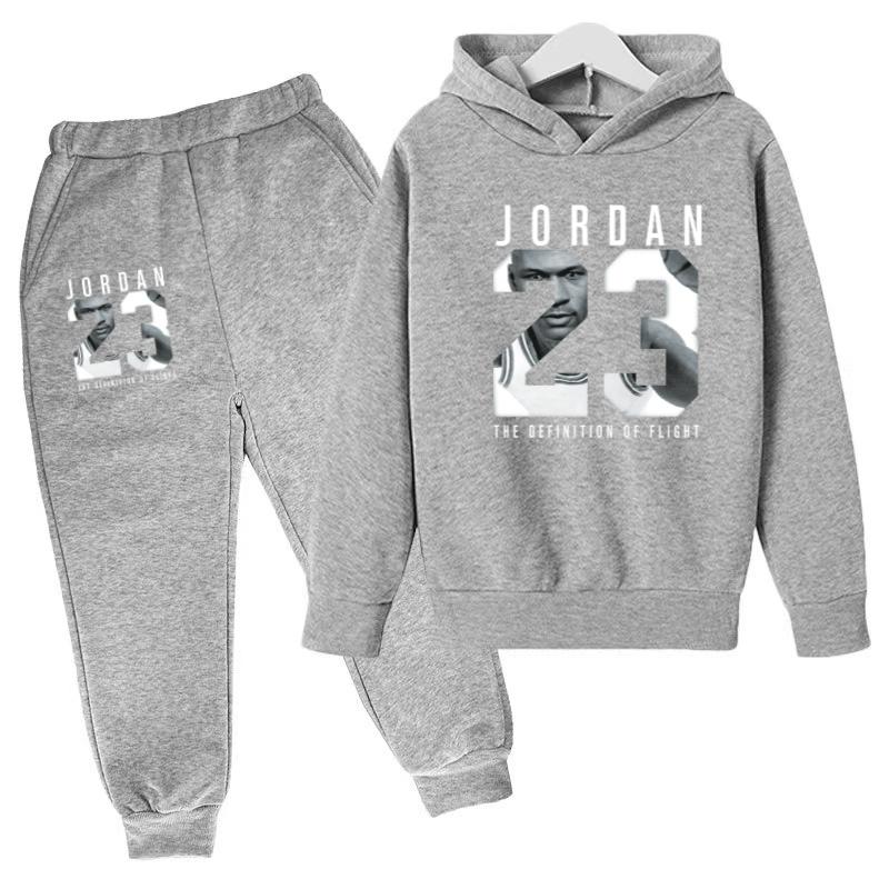 2026 Kids New Autumn Winter Casual Long Sleeve Pullover 2pcs Hoodie+Pants Tracksuit 3-12Yrs Girl Boy Basketball Coat Clothes Set