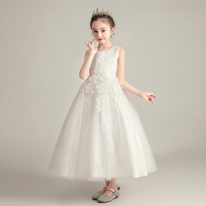 Girls Princess Puffy Lace Flower Girl Party Performance Dress