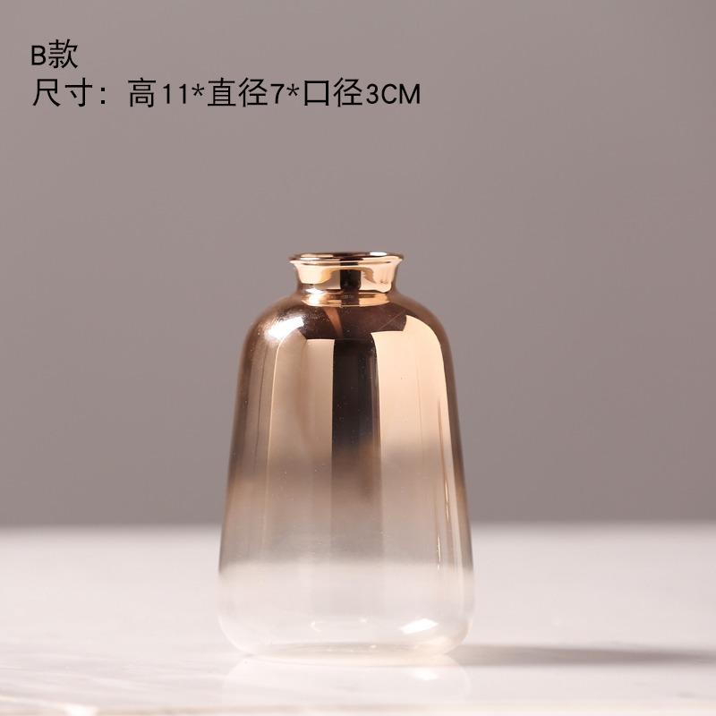 

Mini Small European Gold Glass Vase Terrarium Glass Containers Hydroponic Bottle Home Decoration Flower Vase