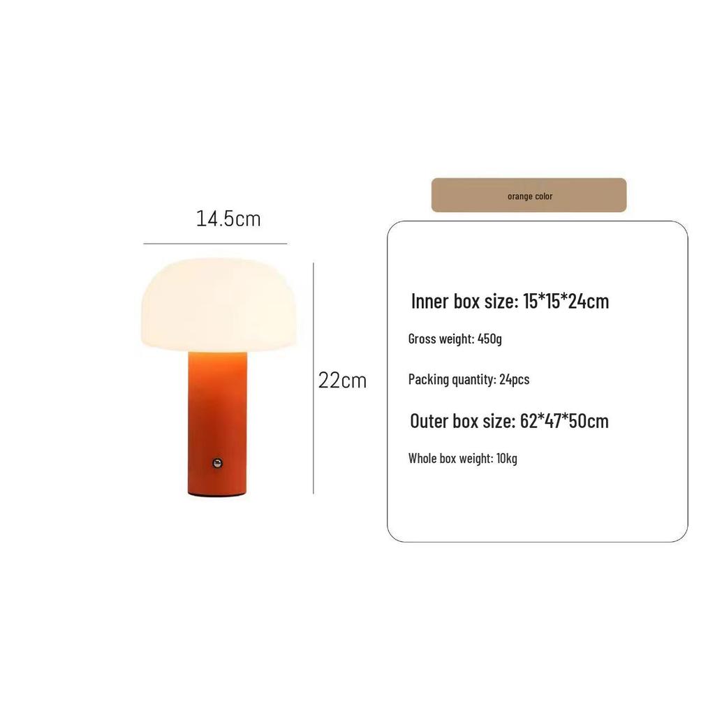 Grzybkowa lampka dotykowa w stylu nordyckim z ładowaniem USB i trójkolorowym ściemnianiem do atmosfery sypialni