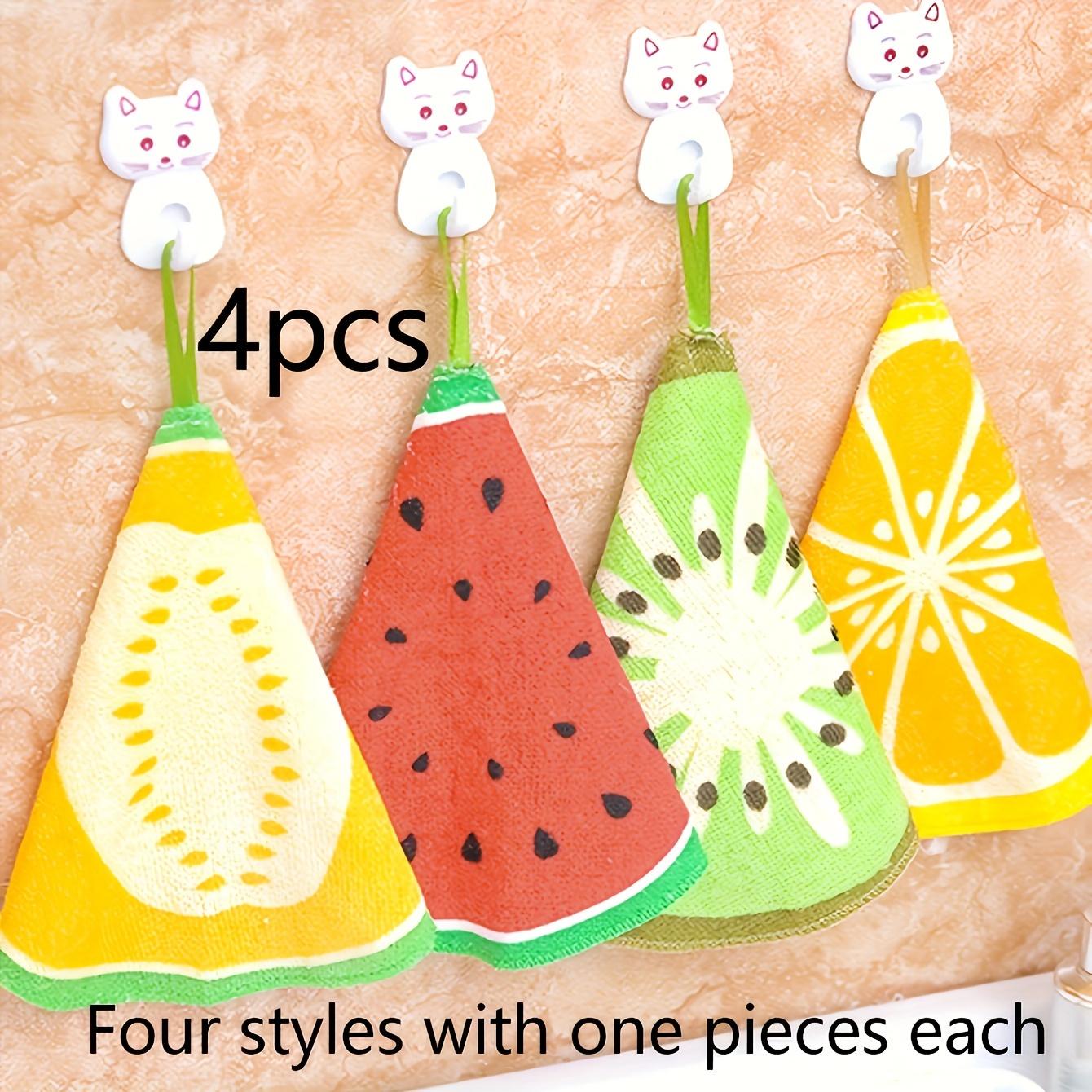 

4/8/12 шт.-Ручное полотенце с фруктовым рисунком, впитывающее мягкое полотенце для ванной комнаты с петлей для подвешивания, принадлежности для ванной комнаты 4pcs