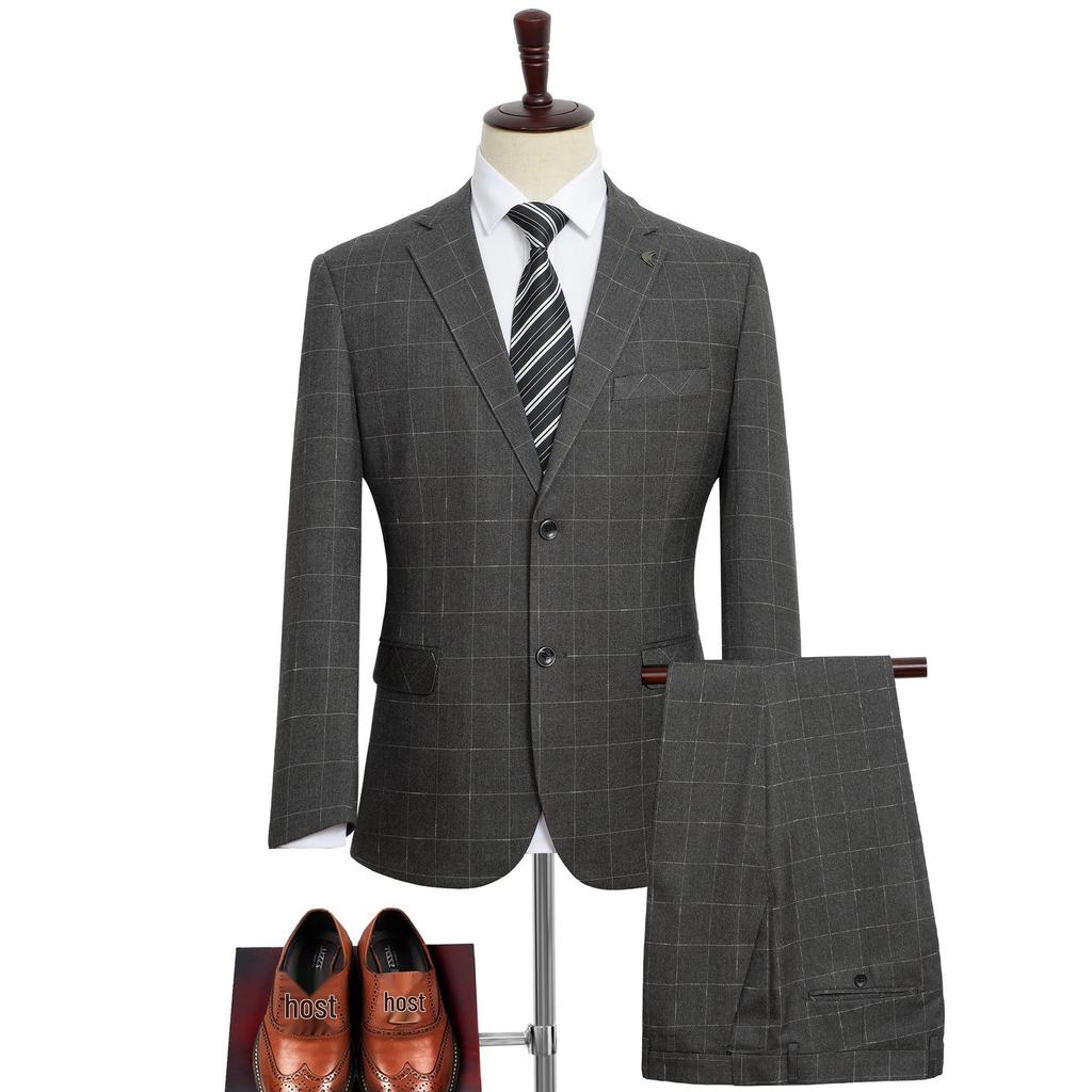 Ensemble de Costume à Carreaux Grande Taille pour Homme pour Mariages et Événements Décontractés