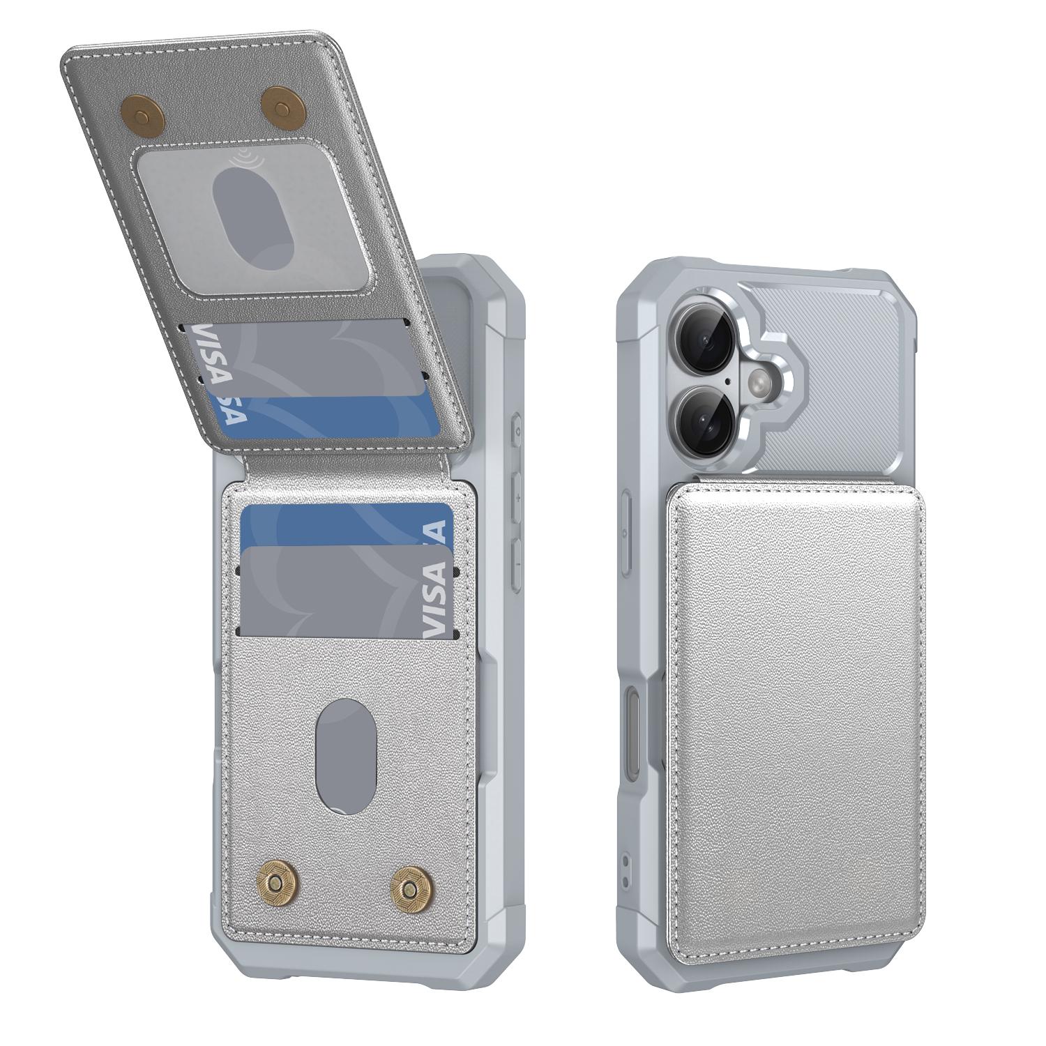 

For iPhone 17 Case with Card Slot Kickstand PU Leather + TPU Phone Cover