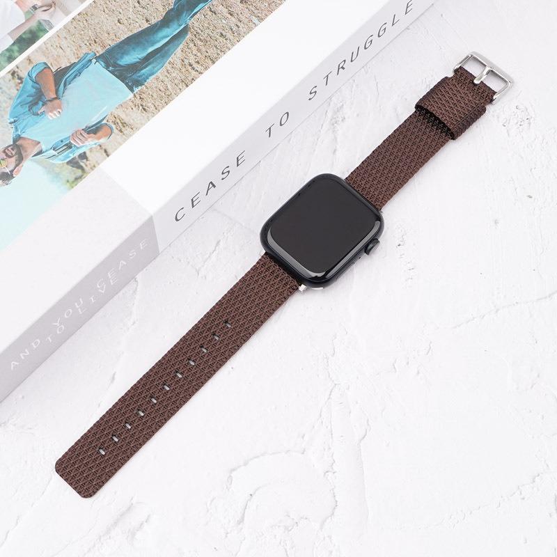 Watch Band For Apple Watch Series 10 42mm/9 8 7 41mm/6 5 4 SE (2023) SE (2022) SE 40mm/3 2 1 38mm Grids Texture Nylon Strap