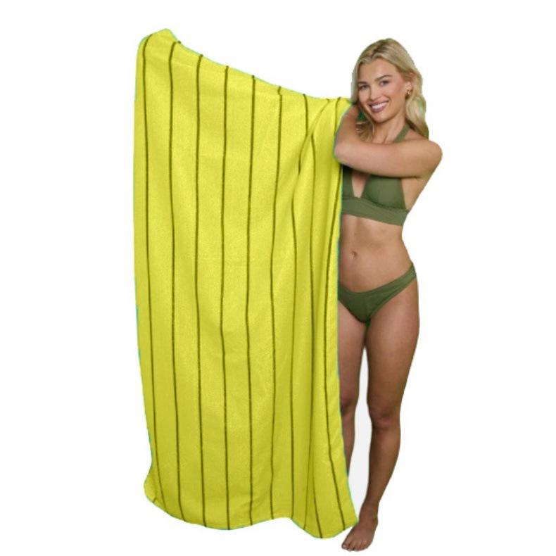 Absorbent Striped Beach Towel Microfiber Large Size Soft Absorbent Bath Towel