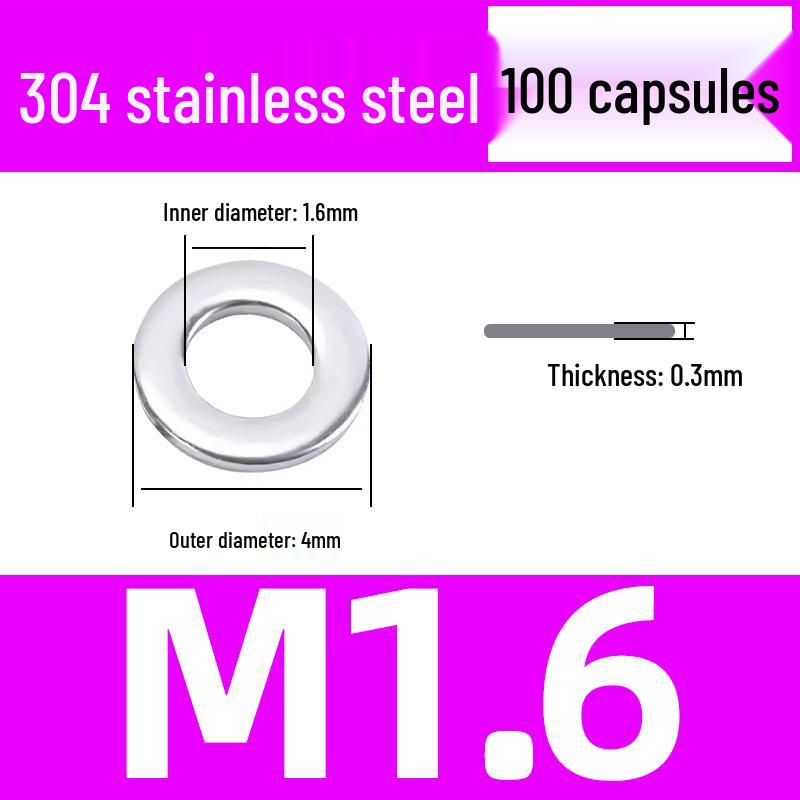 304 Stainless Steel Flat Washer for M1.6-M45 Screws