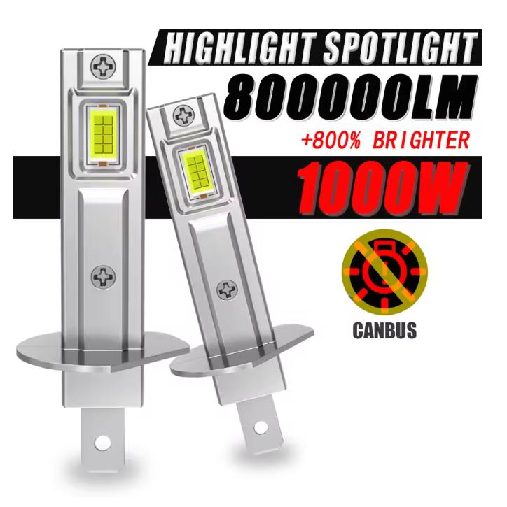 2025 H1 LED Headlight Bulbs for Car Canbus High Power Auto Lights 800000LM 1000W Mini Size Focus Automobile Headlamp Fog Lamp 12V