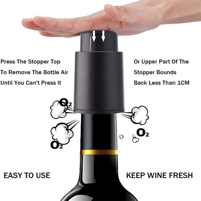 Vacuum Wine Preserver with Time Scale Record, Wine Bottle Stoppers, Reusable Wine Stoppers,Wine Savers Vacuum Pump Corks