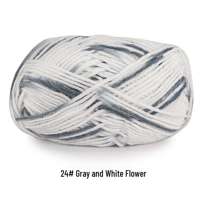Aou Ou 5-Strand Variegated Milk Cotton Yarn Ball, Floral Medium-Thick, for Baby Scarves and Slippers.