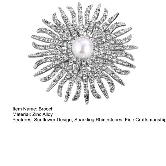 Sunflower Brooch Pin for Women, Rhinestones Inlaid Brooch Pin for Dress, Coat, Shawl, Gift for Mother, Wedding