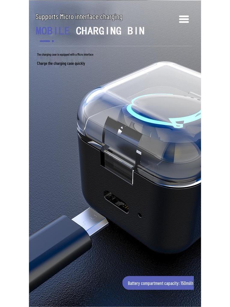 Einzelohrbügel Bluetooth 5.0 Sport-Kopfhörer mit Ladecase (Mono-In-Ear)