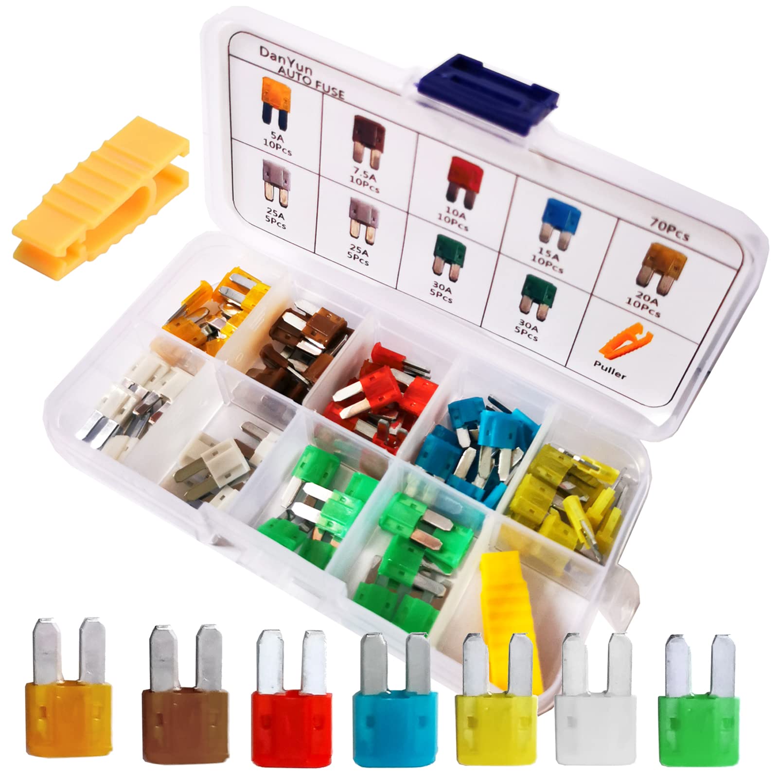 

DanYun 70pcs Micro2 Fuse Car Fuse 5A 7.5A 10A 15A 20A 25A