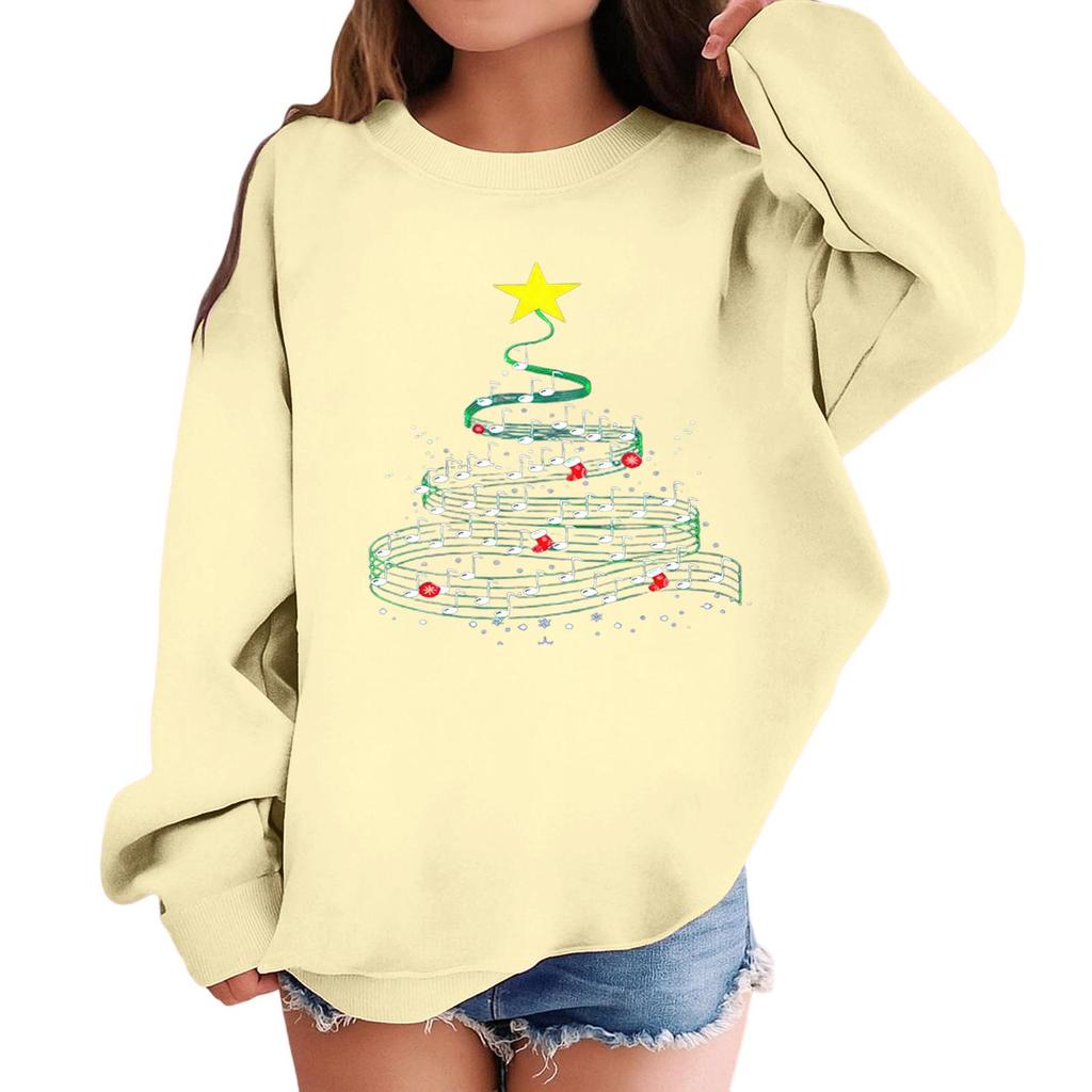 Children's Fashionable Casual Long-sleeved Loose Christmas Print Pullover Sweatshirt