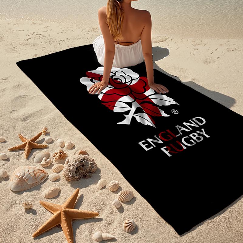 Ultra-Soft Beach Towel with England Rugby Theme,Ideal for Pool - Camping, Diving - Perfect Travel Essential, Vibrant Beach Towel.