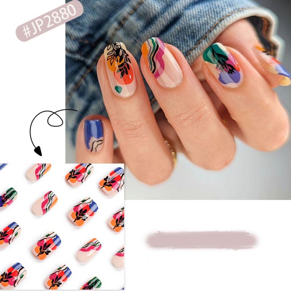 Long Square False Nails White Edge Nail Tips Fashion Press On Nails  DIY