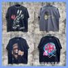 Erkek Retro Hip Hop Tişört Travis Scott Tarzı Harf Baskılı Kısa Kollu Bol Sokak Giyimi Gençler