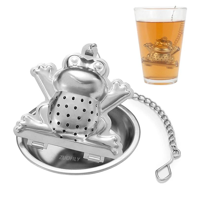New Stainless Steel Tea Infuser Teapot/Heart/Bird/Frog/Tree/Star Shaped Mesh Strainer Coffee Herb Spice Diffuser With Dish Tray