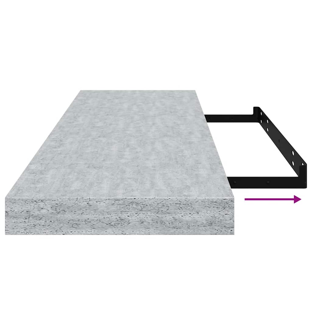 Floating Shelf Concrete Grey 80 x 23.5 x 3.8 cm MDF