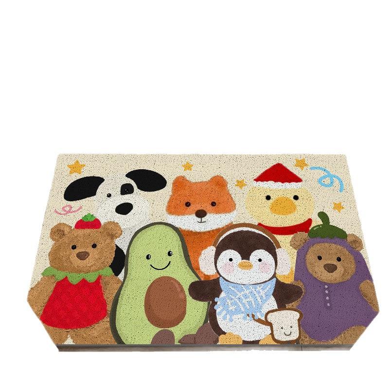 Cartoon Silk Circle Entry Door Floor Mat, Porch Door Scraping Sand Rubbing Soil Dirt-Resistant Foot Pad Easy To Take Care Of Wear-Resistant Non-Slip